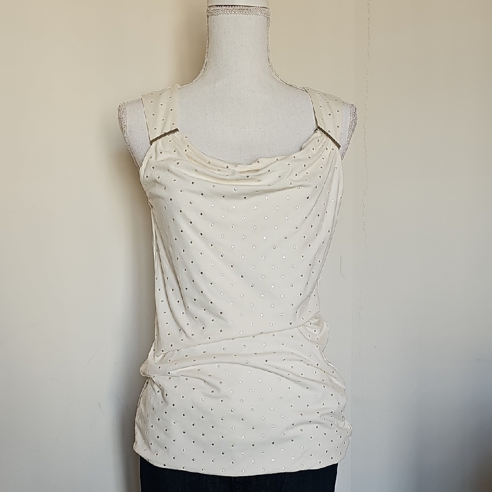 WHBM Elegant Cream Sleeveless Top